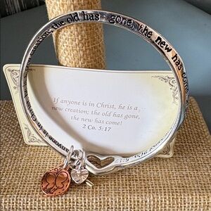 2 Co. 5:17 - Bible Verse Cross Bracelet Silver